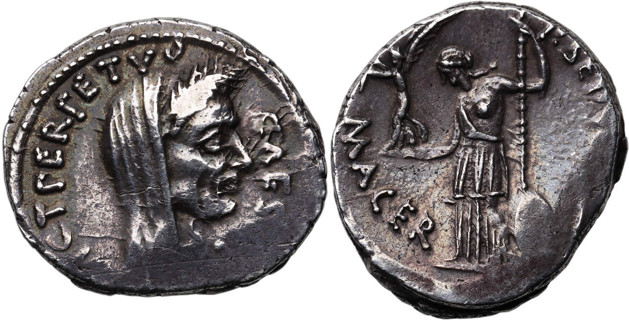 44 A.D. Julius Caesar Roman Coin